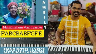 Ambily Piano Notes | Aaradhike Piano Cover | Piano Easy Tutorial