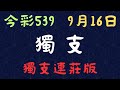 今彩539｜獨支｜少年狼539｜9月16日｜獨支連莊版