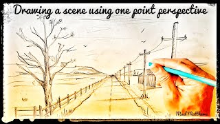 Drawing at home. Draw a scene using one point perspective #Art #Howtodraw