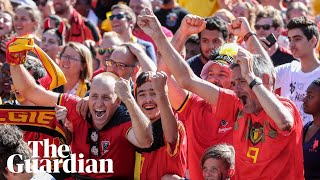 Fans celebrate the goal that sealed third place for Belgium
