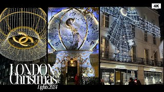 London Christmas Lights Tour 2024  ✨ Night Walk & Shop Displays 🎄 4K Mayfair