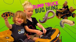 JuJu's Dump Truck Bug Hunt: Finding Bugs and Worms with Little Brother and Puppy Perci!