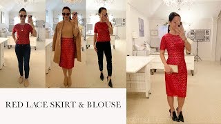 Sewing the RED LACE SKIRT \u0026 BLOUSE -Time Lapse(Part1/4) : Wardrobe Planning