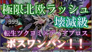 【パズドラ】やっぱりキリ！　超極限北欧ラッシュ　壊滅級　転生ツクヨミ×ディアブロス　ノーコン