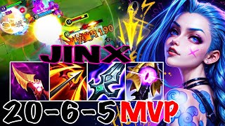 WILD RIFT JINX ADC GAMEPLAY | 20 -6 -5 MVP | JINX BUILD RUNES