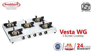 Sunblaze 5 Burner Vesta W/G Cooktop