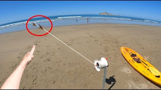 Setting a longline by Kayak from the beach! - What will we catch ?