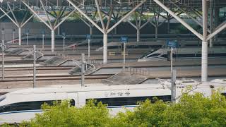 China bullet train CRH380B( base on ICE3) departs with nice start sound. IGBT-VVVF