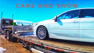 HAULING CARS AND SNOW | My Trucking Life | Vlog #2513