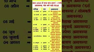 Amavasya 2024 Date List #amavasya #shorts #youtubeshorts #amavasyakabhai #amavaskabhai #trending