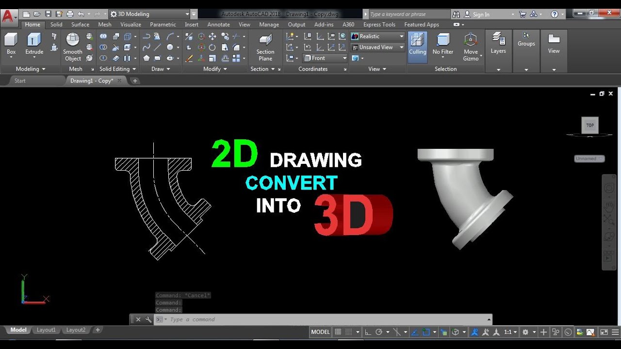 How To Convert 2D Drawing Into 3D In Autocad//Cadsikhe - YouTube