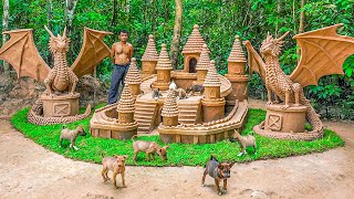 Dog rescue from raining storm and build Castle Dog House   Build a dream dog house