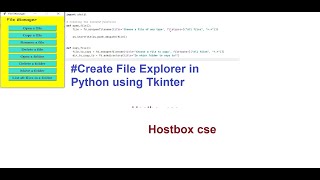 #Create File Explorer in Python using Tkinter| build a GUI-based File Explorer|Hostbox cse