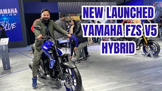 New Launched Yamaha FZS V5 Hybrid Detailed Walkaround | Bharat Mobility Auto Expo 2025 |