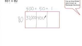 Multiplying Whole Numbers with Area Models (Rectangle Sections)