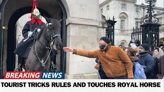 Tourist Tricks Rules and TOUCHES King's Guard Horse Outside the Line!