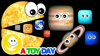 Hungry SUN 2 | Planet SIZES for BABY | Funny SQUARE Planet comparison Game for kids | 8 Planets size