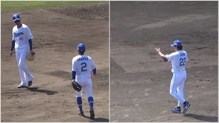 龍空\u0026田中幹也が今日2つ目のゲッツー完成で大野雄大の立ち上がりを助ける！ (2023/02/23)