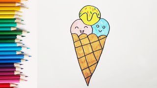How To Draw Ice Cream || Ice Cream drawing || Easy and cute drawing || #drawing #coloring #draw