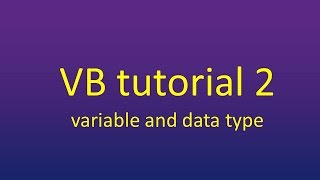 Variable and data type for store data in visual basic 2010
