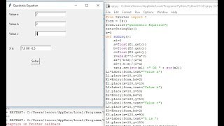 Python tkinter Quadratic Equation