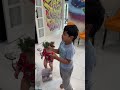 Mom catches daughter and son decorating Christmas tree #shorts