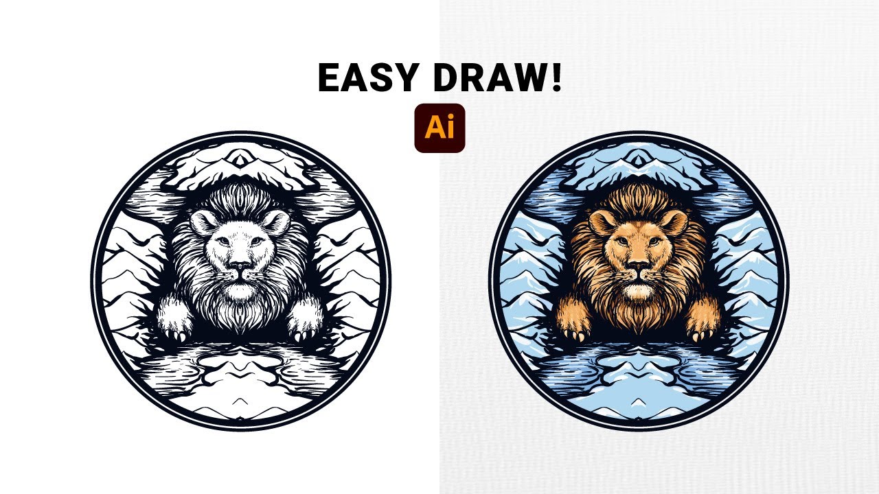 How To Draw A Lion Head Vector Art In Adobe Illustrator Tutorial Youtube