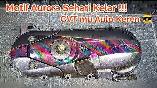 Membuat Motif Aurora Pada CVT Honda Beat || Repaint Honda Silver Stone Met Revone Premium