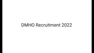 DMHO Recruitment 2022