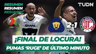 Resumen y Goles Pumas 2 - 1 Toluca | Liga MX - Apertura 2019 -  Jornada 8 | TUDN