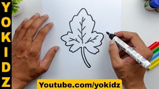 How to draw a Autumn Leaf | Autmn leaf | Autumn Leaf Easy Draw Tutorial