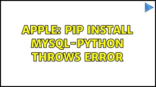 Apple: pip install mysql-python throws error
