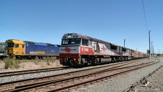 SCT 1PM9 Australian Diesel Freight Train Crossing Grain Train (20/1/2021) - PoathTV Railways