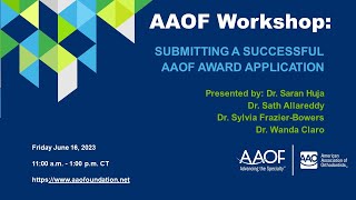 2023 Submitting a Successful AAOF Grant Application Workshop