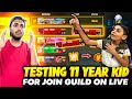 Testing 11 Years Kid For Join Assassins Army Guild 😱 on Live Stream Op Gameplay😍 - Garena Free Fire