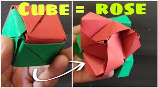 Origami Magic Rose Cube | rose cube | paper rose #rose