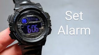 How to Set Alarm - Digital Sport Watch Honhx with 4 Buttons