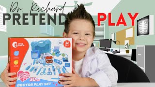 Dr. Richard PRETEND PLAY with Doctor Set | Healing Paw Patrol and Triceratops