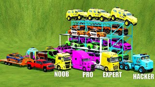 NOOB VS PRO VS EXPERT VS HACKER TRANSPORT BATTLE! Farming Simulator 22