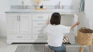 Ariel Stafford 72 Inch Double Sink Base Cabinet In White