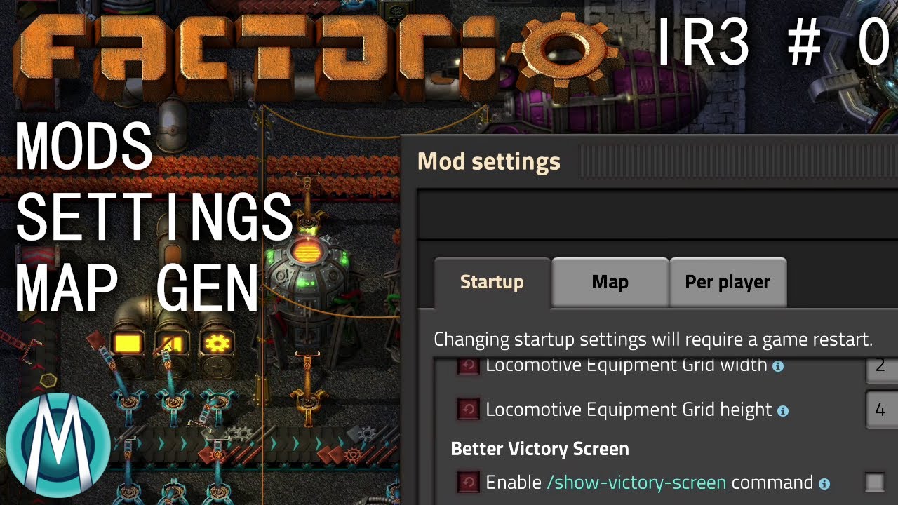 Factorio Ir3 Ep 0 Mods Settings Map Generation Youtube