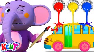 Wheels On The Bus Painting Song - Nursery Rhymes & Kids Songs by Kent The Elephant