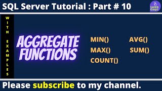 📊 SQL Aggregate Functions | MIN(), MAX(), COUNT(), AVG(), and SUM() | SQL Server Tutorial