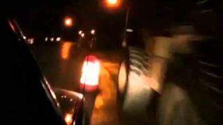 Destroying traffic barrels!
