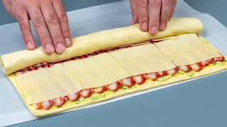Gold, not just an appetizer! Roll bacon and pressed cheese in puff pastry - super simple
