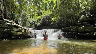 ងូតទឹកនិងបាយថ្ងៃត្រង់នៅទឹកធ្លាក់អូតាសេក គិរីរម្យ(Take shower and lunch OTASEK waterfall of Kirirom)