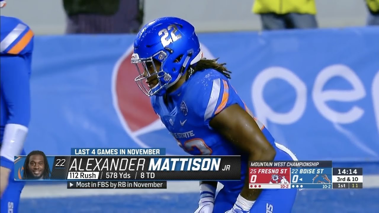 Alexander Mattison (Boise State RB #22) Vs. Fresno State 2018 - YouTube