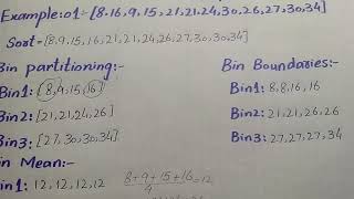 Bining Method for data smoothing | Data Mining | Example 01