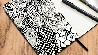 Zentangle Art Drawings Step by Step | Easy Zentangle Patterns for Beginners