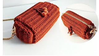 Crochet mini bag in the easiest way with zipper and lining